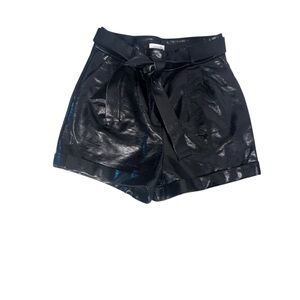 Topshop Glossy Black High Waist Shorts